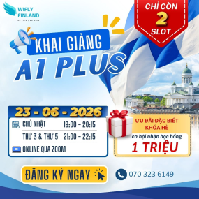 Học Tiếng Phần Lan Online Wifly - Kho&aacute; A1 PLUS Khai Giảng 23/06/2026