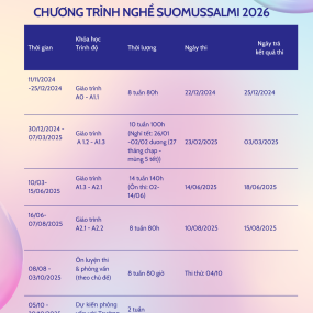 LỘ TRÌNH CHI TIẾT CHƯƠNG TRÌNH NGHỀ SUOMUSSALMI 2026