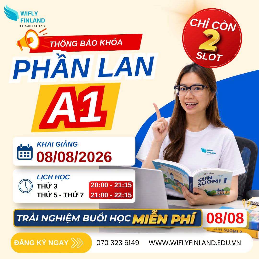 khóa học tiếng Phần Lan ONLINE tại TP.HCM A1 Khai Giảng 08-08-2026