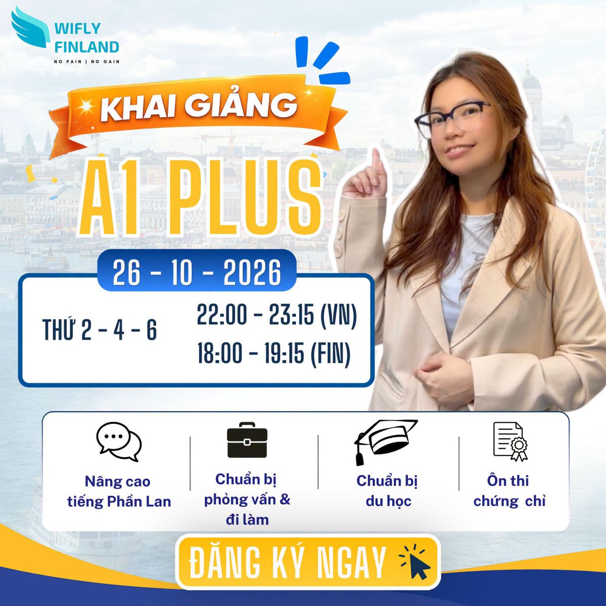 khóa học tiếng Phần Lan ONLINE tại TP.HCM A1 PLUS Khai Giảng 26-10-2026