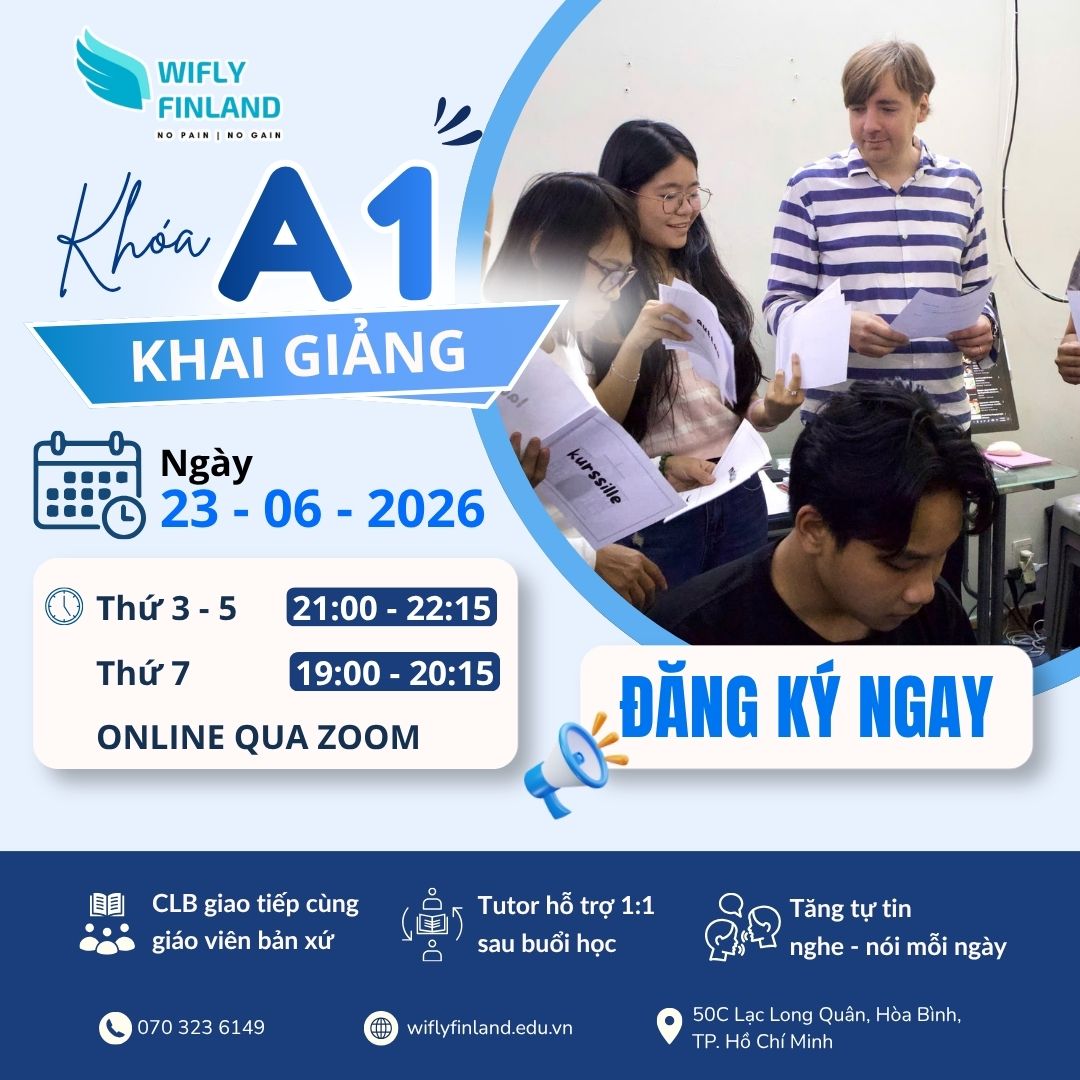 khóa học tiếng Phần Lan ONLINE tại TP.HCM A1 Khai Giảng 23-06-2026