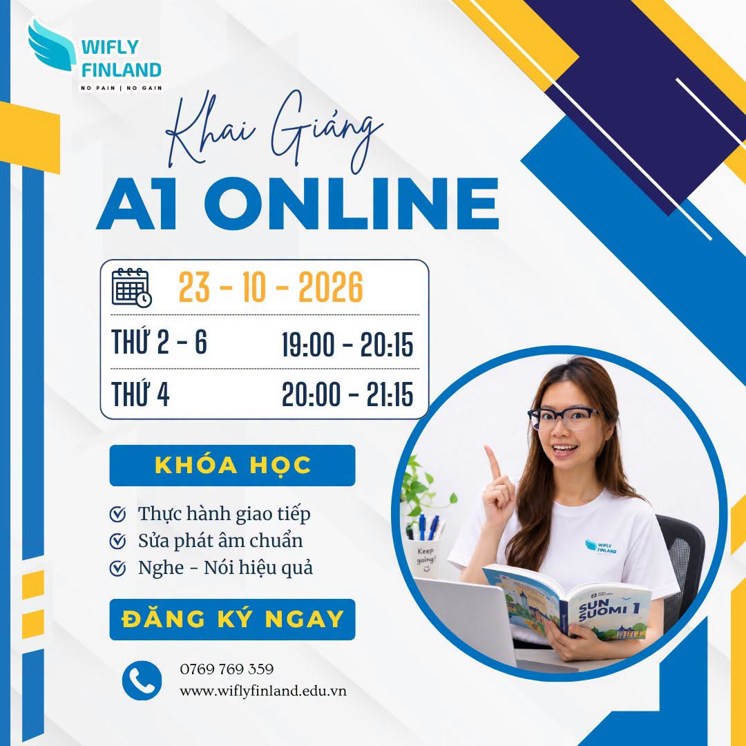 khóa học tiếng Phần Lan ONLINE tại TP.HCM A1 PLUS Khai Giảng 23-10-2026